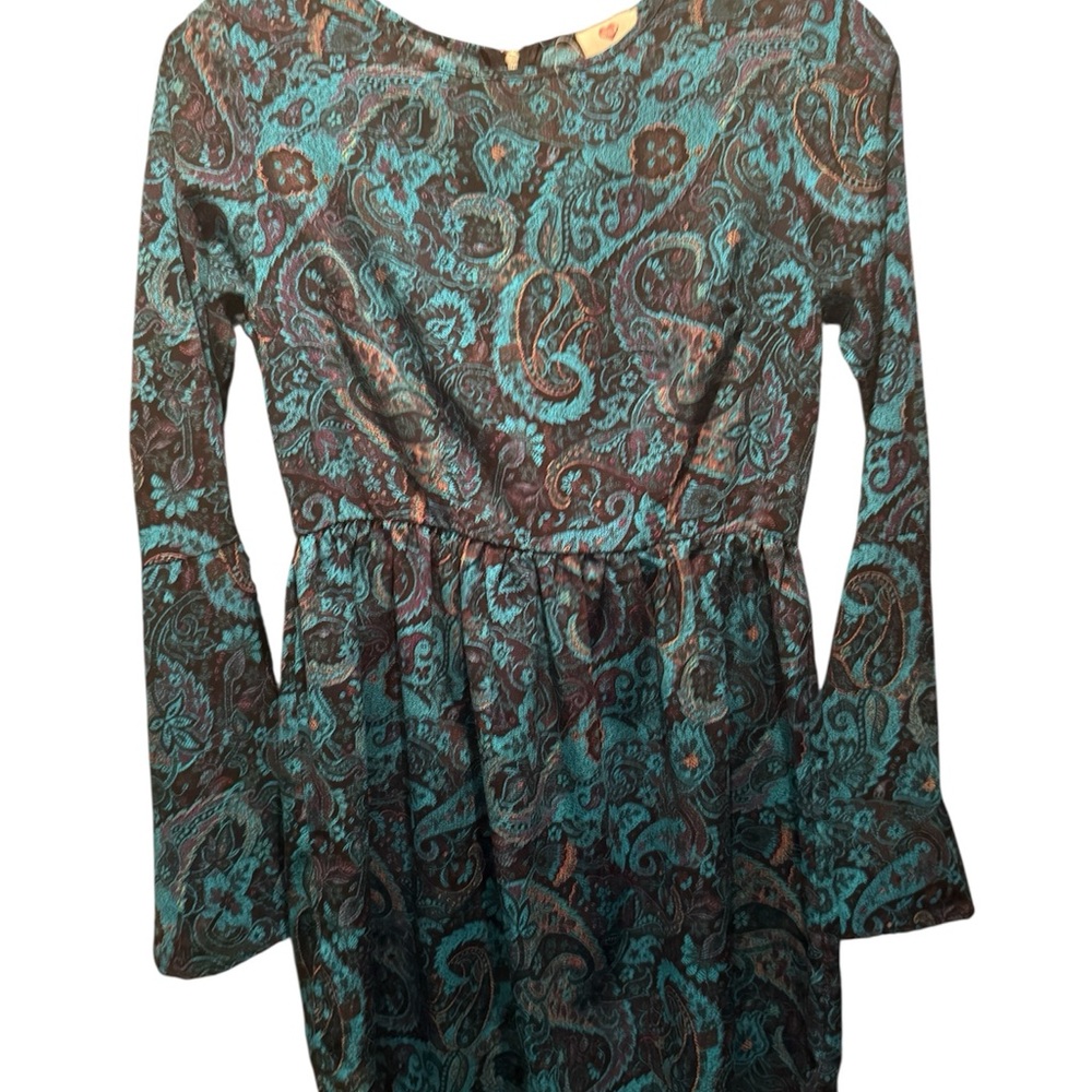 One Clothing Teal and Black Paisley Dress